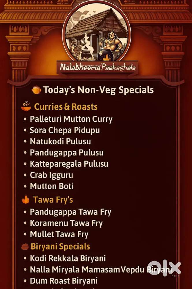 Steward for telugu restaurant