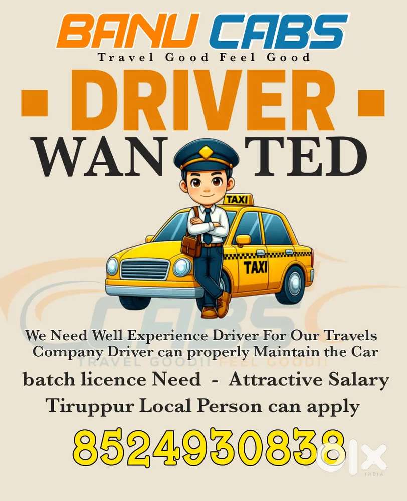DRIVER WANTED FOR TRAVELS IN TIRUPPUR