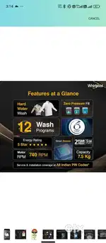 Washing machine  Whirlpool 5 star automatic new like condition