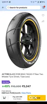 Rear tyre for fzs and yamaha r15 any model