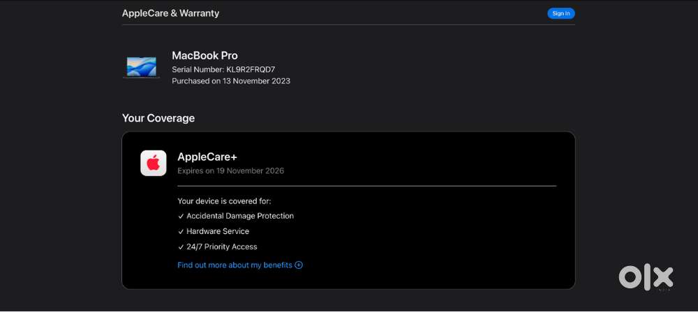 MacBook Pro 14 M3 Pro (18GB / 1TB)  AppleCare+ till Nov 2026  Mint