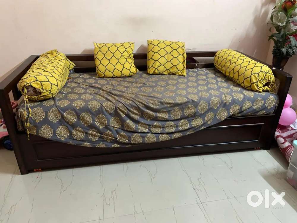 Sofa cum bed cum storage made with segun wood in almost new condition