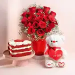 Cake and bouquet delivery person need