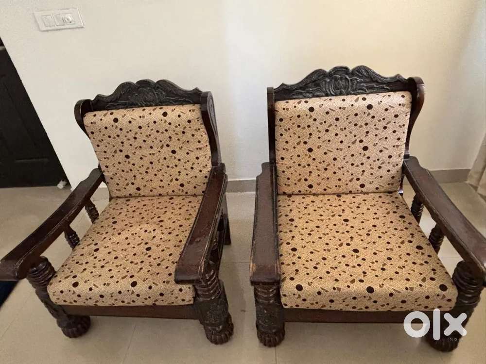 Sisam Wood Sofa with cushions and cover