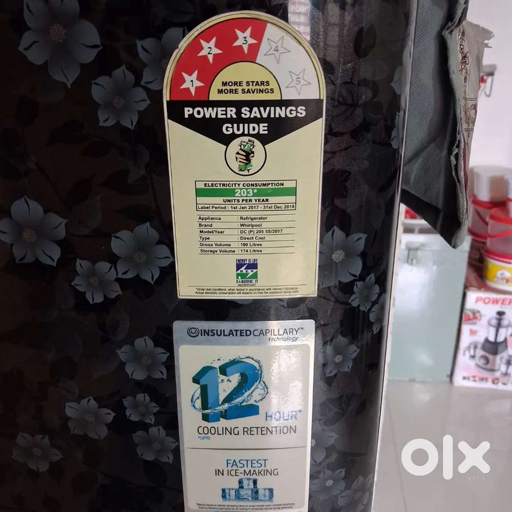 Whirlpool refrigerator 190L , New condition , Running condition