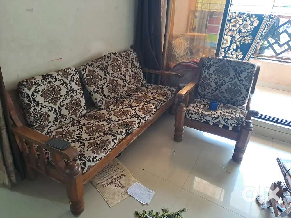 Pure Teakwood sofa set with three  and set of single seater