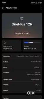 One Plus 12R 8Gb Ram 128Gb Rom. Price is Negotiable