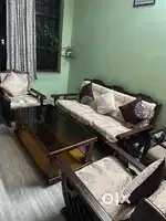 Wooden Sofa Set with Center Table – Good Condition