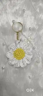 Crochet Daisy flower Keychain