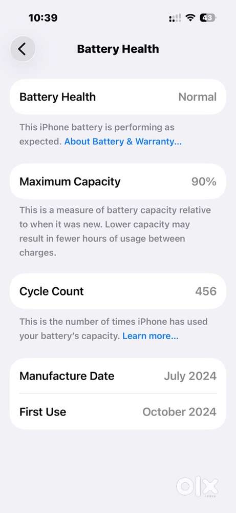 Brand new Iphone 15 ,8 month used 90% battery