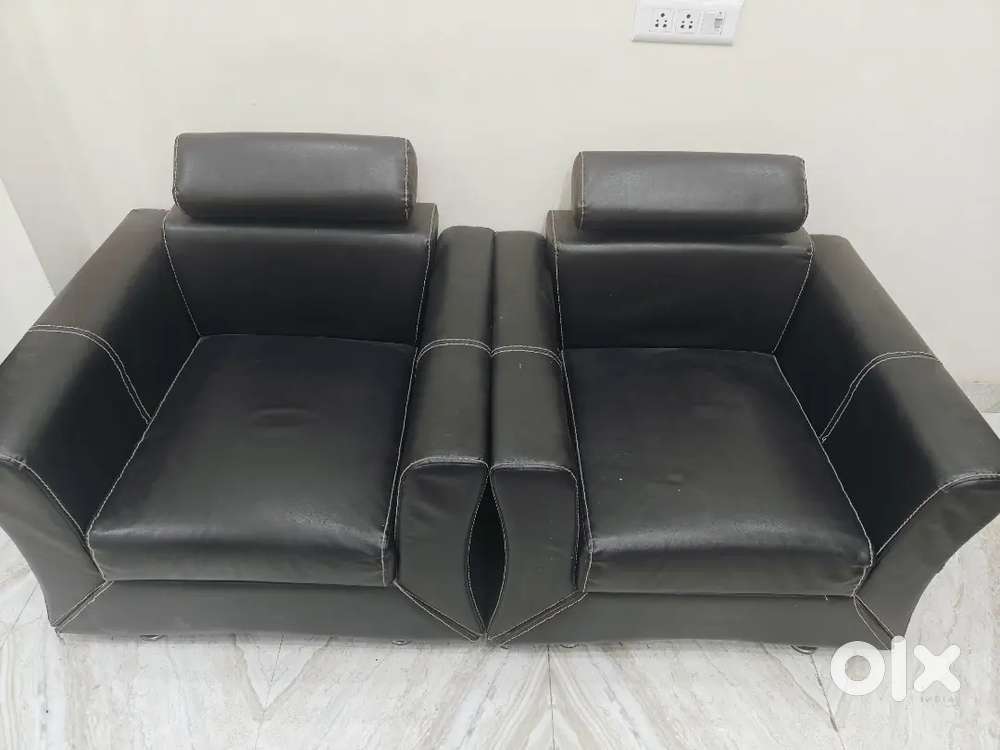 2 single seater black sofa