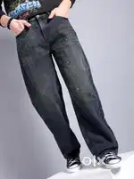 Men baggy solid mid rise stretchable Jeans Navy Blue