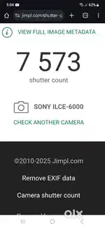 Sony Alpha 6000 mirror less shutter caunt 7573