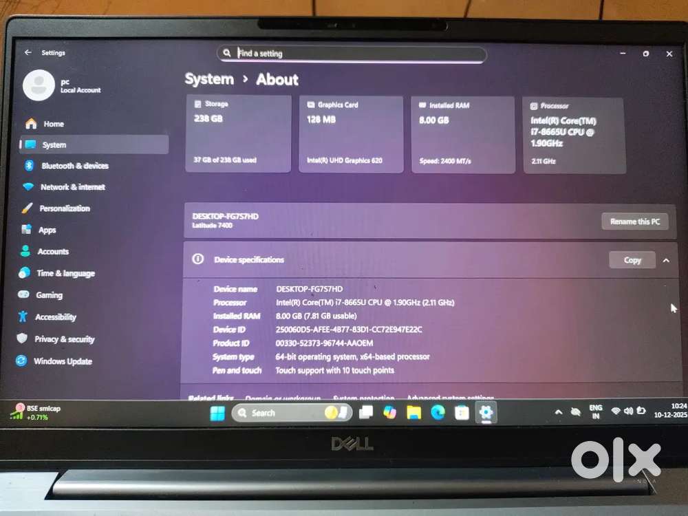 Dell latitude 7400 metal body laptop for sale