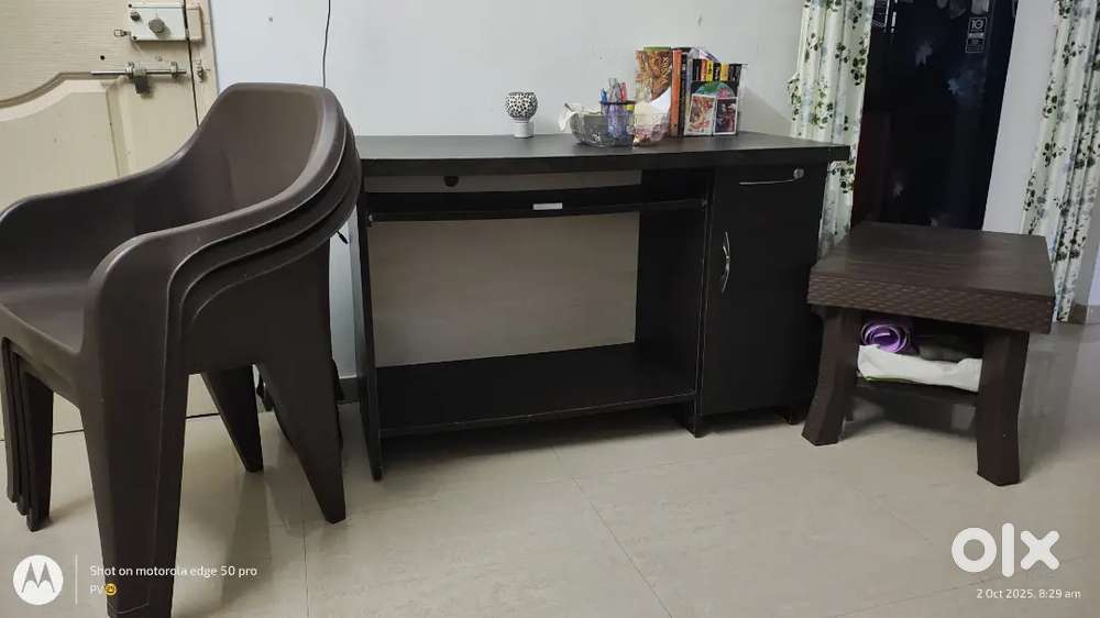 Urgent sale on -Study table and 3 chair and table