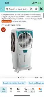Crompton Ozone 75 Litres Desert Air Cooler for home