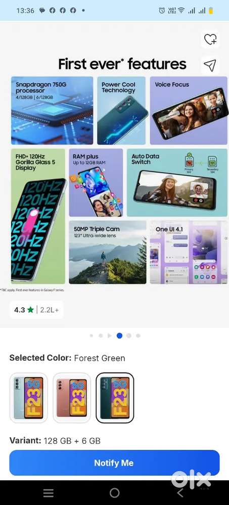 GALAXY F23 5G/6 GB RAM/128 GB INTERNAL