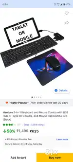 Henture 5-in-1 Keyboard and Mouse Combo with USB Hub, C-Type OTG Cable
