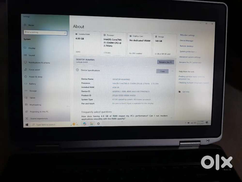 Old dell laptop - i5 3rd gen