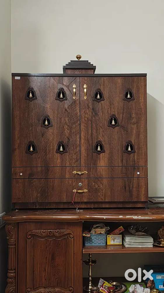 Brand New Wooden Pooja Mandir (3×3 ft) with 10 Bells – Never Used
