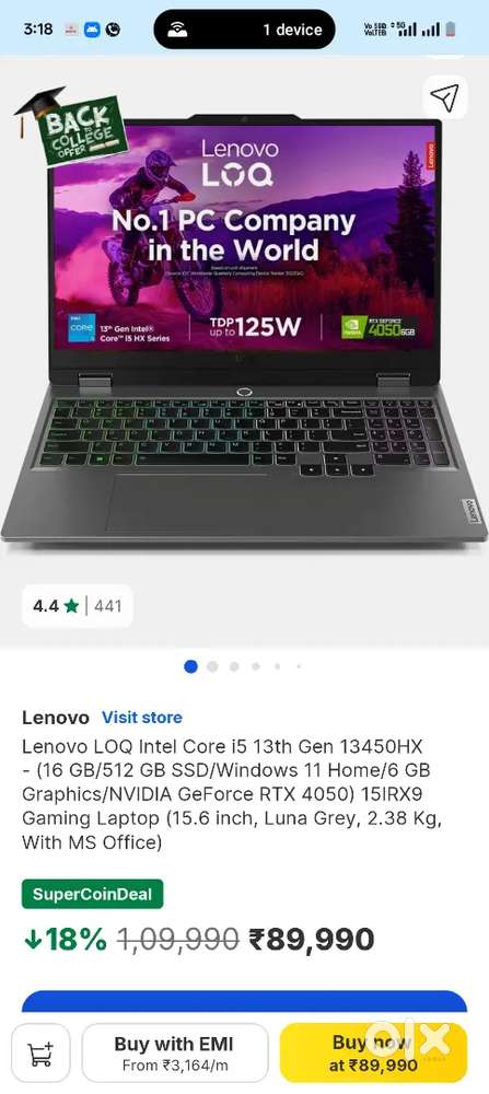 Lenovo LOQ RTX 4050