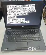 DELL LAPTOP i5 4RTH GEN 8GB RAM 256GB SSD 14INCH FULL HD SCREEN