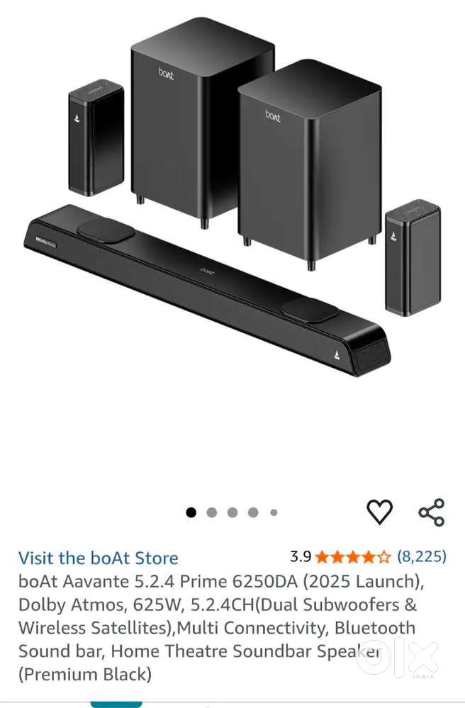 Boat sound bar dolby atoms 5.2.4 2025 model 2 months old warranty