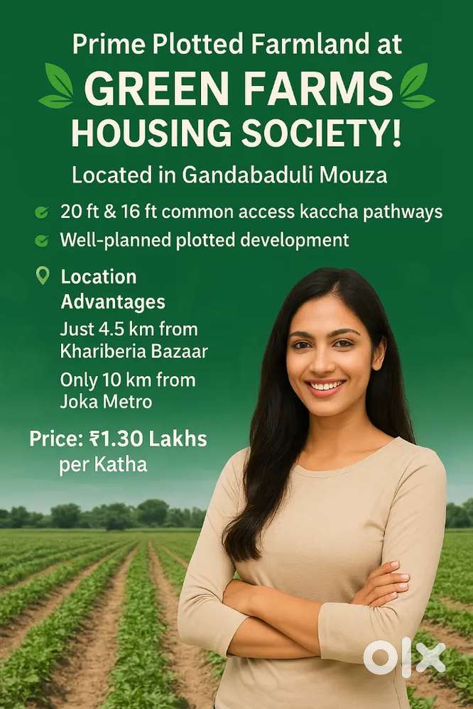 Plotted Farmland available for sale near Joka Swaminarayan temple