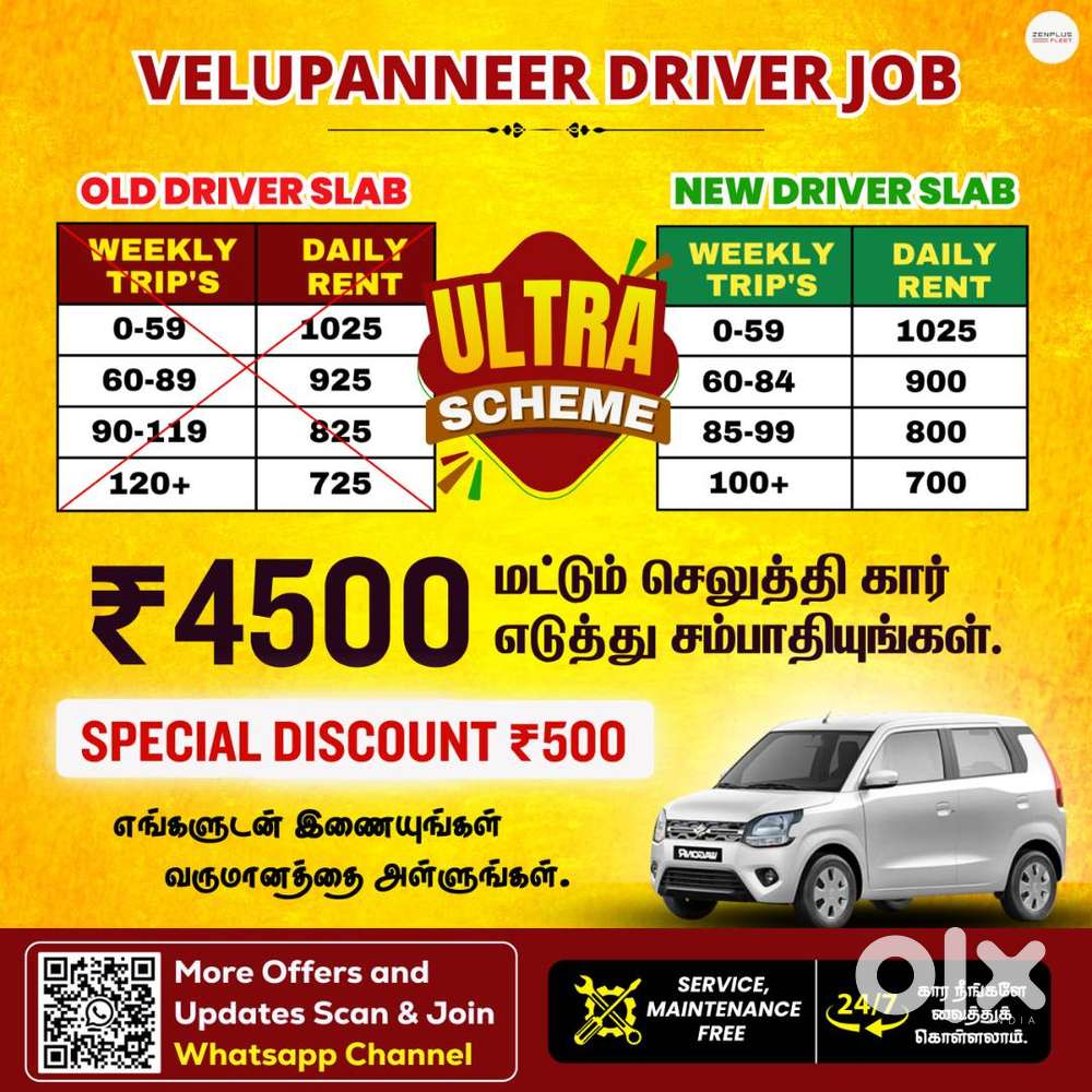 Zenplus Fleet Driver Job/Driver Wanted/Rapido Ola Uber/Car Leasing Cab