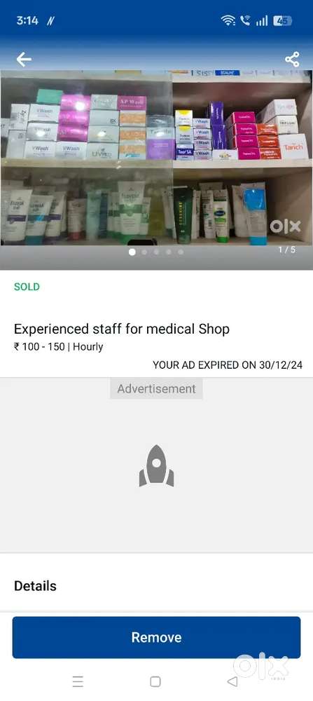 Experience sales man medical store