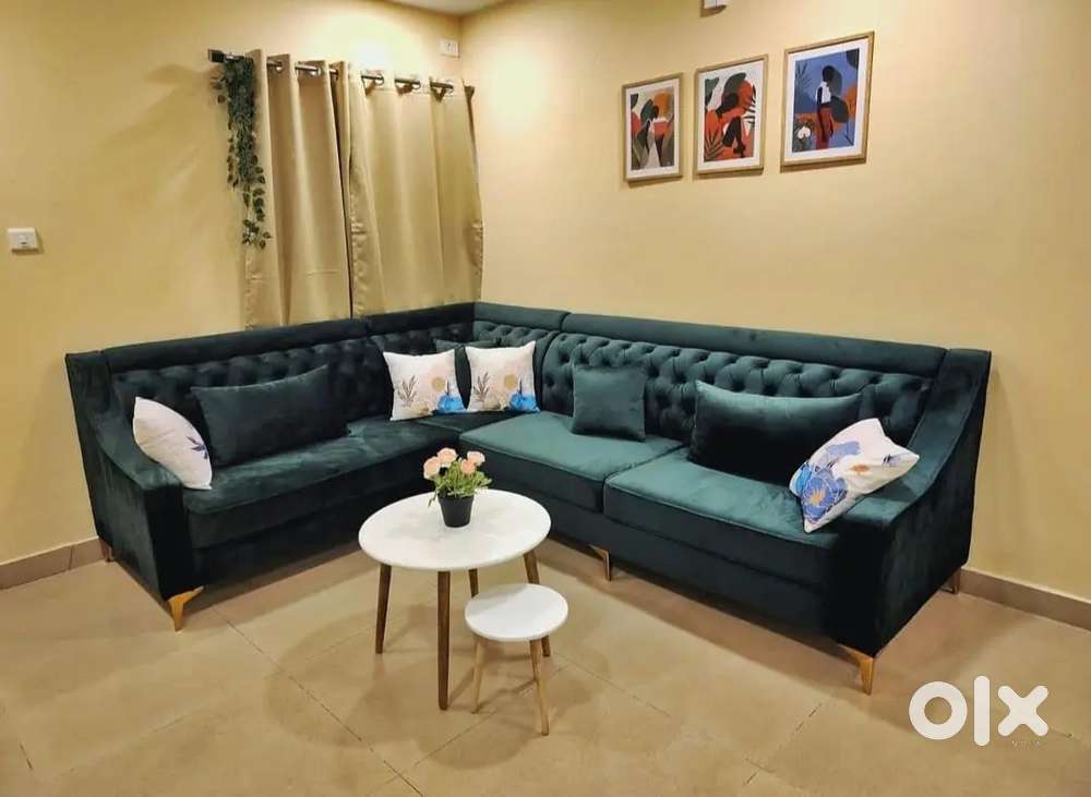 L shape sofa set with beautiful design in back with beautiful look