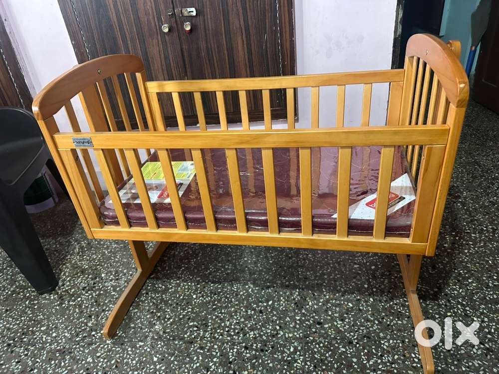 Wooden Baby Cot Cradle with Mattress Set