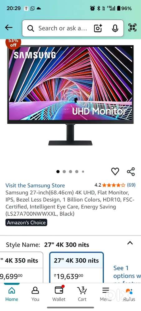27 inches Samsung 4k UHD Monitor, just box open not used