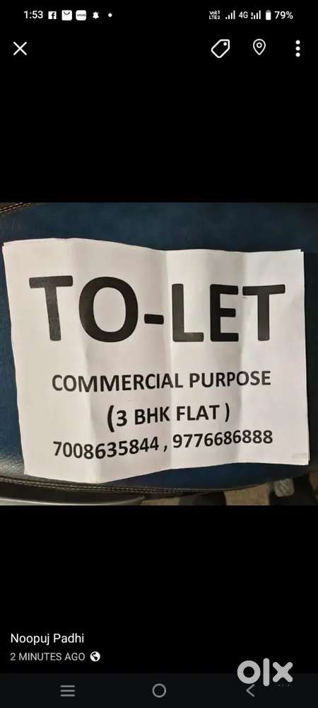 Three bhk flat for commercial purposes