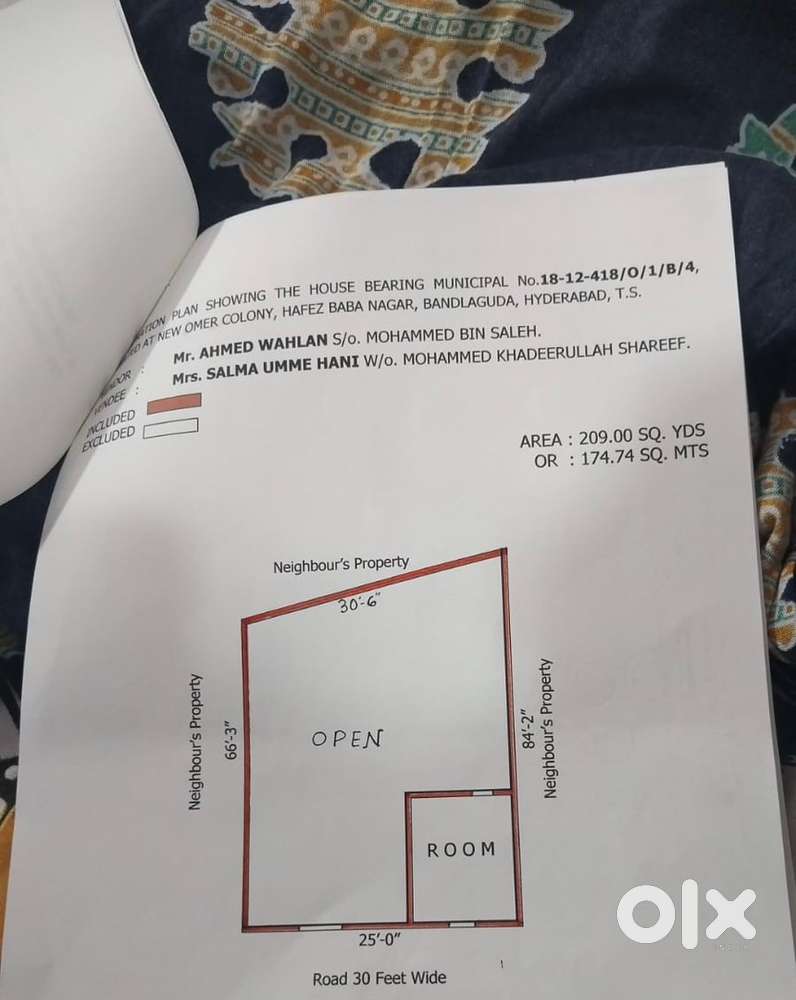 Land for sale in omer colony