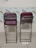 Stainless steel folding chairs 2 nos with soft cushion 2nos plastic