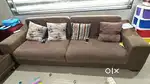 10 seater sofa set with centre table and glass and 2 puffies