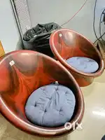 Full Size Bean bag with Leg rest and 2 round chairs