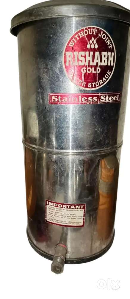 Stainless water filter with 3 long ceramic candle