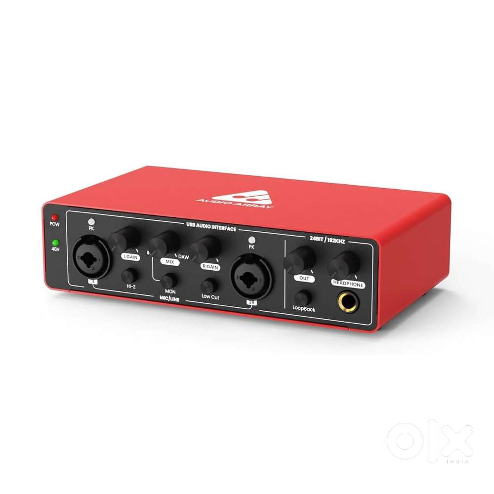 Audio Interface AI-04 2x2 Audio Array 48V Support, 24bit, Metal, Red