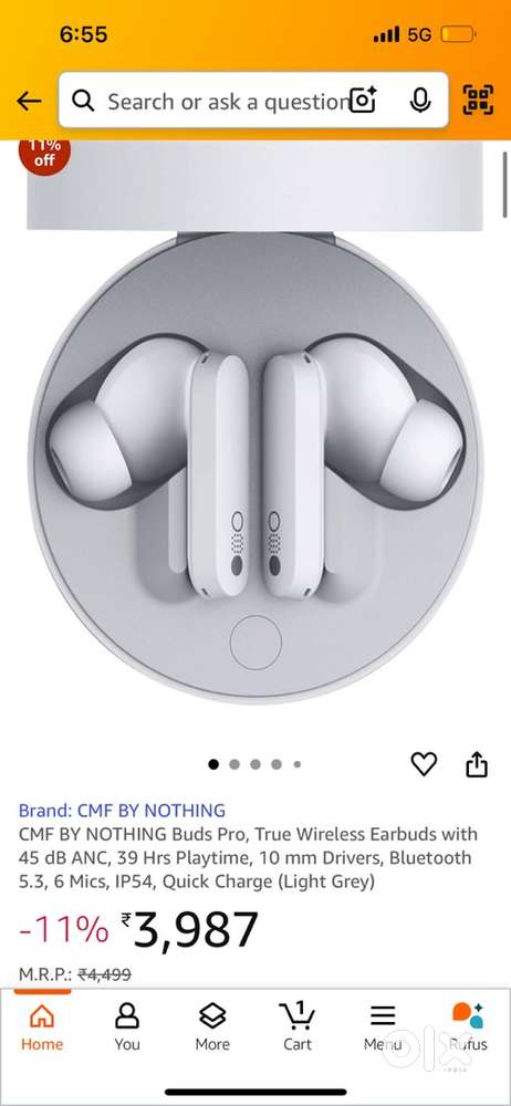 CMF by nothing buds pro True Wirless Earbuds currently costing 4000/-