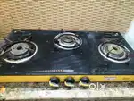 Three burner Gas stove with regulator and pipe