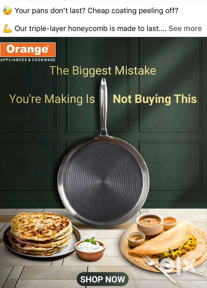 290CM Brand New Orange Triply Tawa 5 Years Warranty MRP-2099