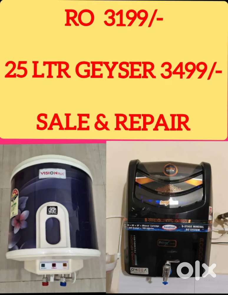 AQUA FRESH WATER PURIFIER RO FILTER, GEYSER CHIMNEY INVERTER REPAIR