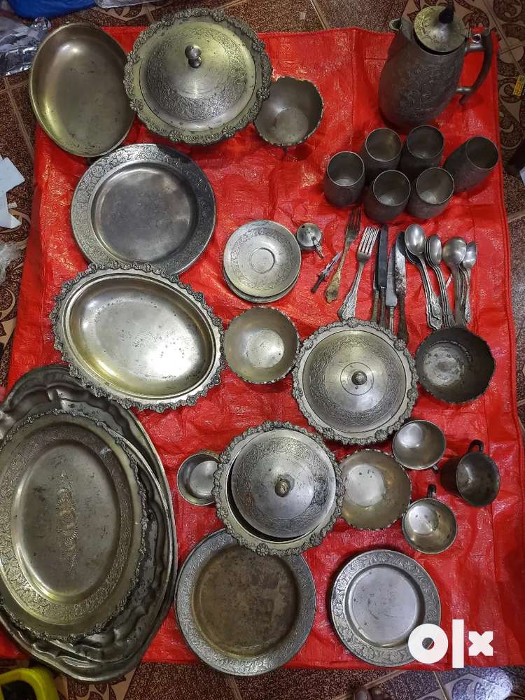 Old antique silver plated dinner set brass copper bronze hobby Chennai