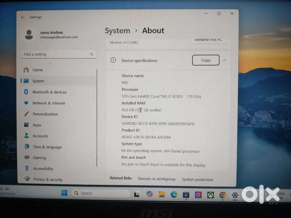 MSI modern 14 laptop. Best in condition