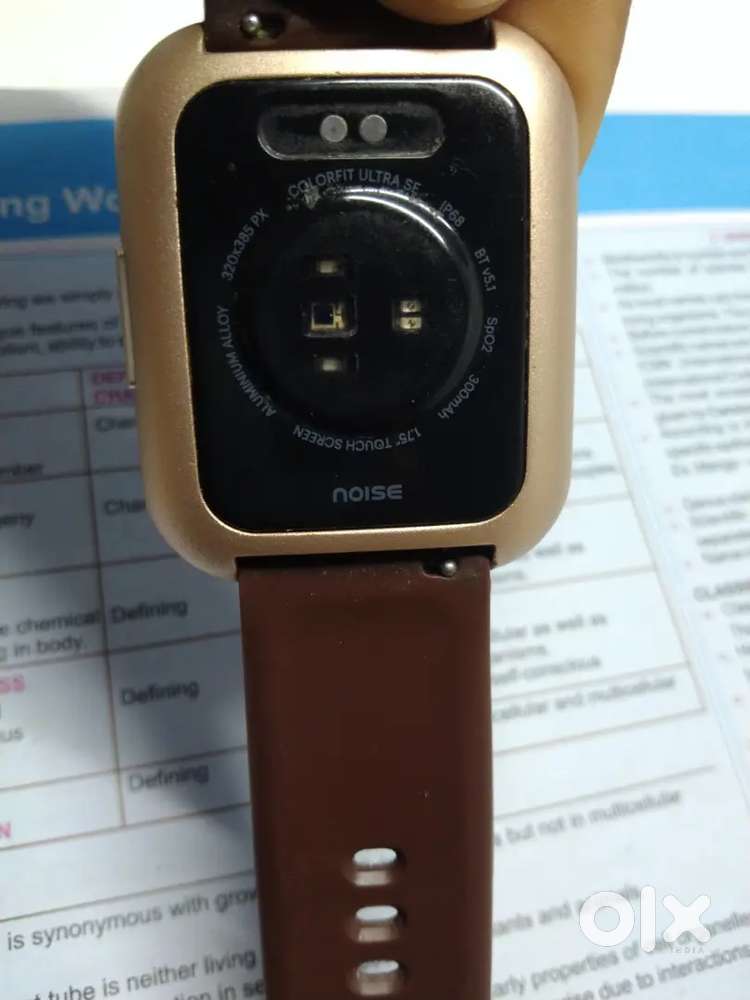 Noise colorfit ultra SE Smartwatch-gold body,brown strap