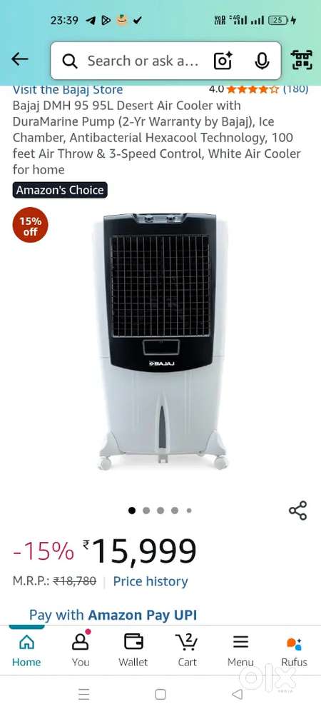 Cooler good condition Bajaj 95 liter