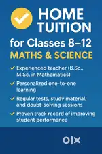 Experienced Home Tutor for Classes 8th–12th Maths & Science Specialist