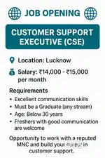 Job Opening – Customer Support Executive (CSE)